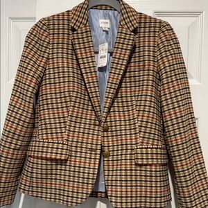 J. Crew Women's Checkered Blazer - Brown and Red